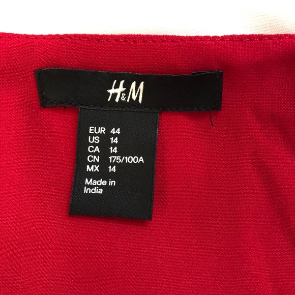 H&M Chiffon Long Sleeve V-Neck Tunic Dress Red Size 14 - Picture 4 of 9